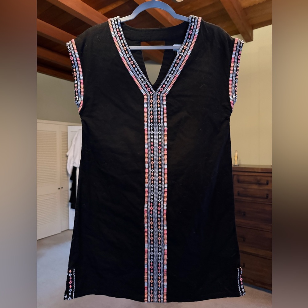 Artisan Ny Black Dress with Embroidered Details